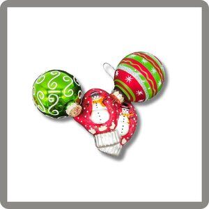 Vintage Glass Christmas Tree Ornaments Set of 3